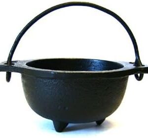 Cast Iron Cauldron w/Handle, Ideal for smudging, Incense Burning, Ritual Purpose, Decoration, Candle Holder, etc. (4" Diameter Handle to Handle, 2.5"...