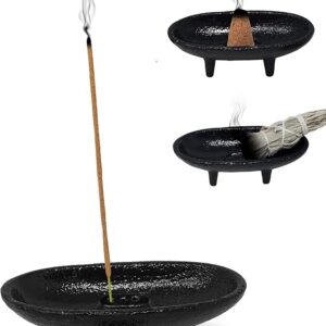 Cast Iron Incense Burner 4" L 2" H, Ideal for smudging, Incense Burning, Ritual Purpose, Decoration etc. (4" L)